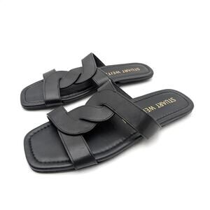 Stuart Weitzman Ibiza Slide Sandal Open Toe Women's Black Size US7.5B EU38